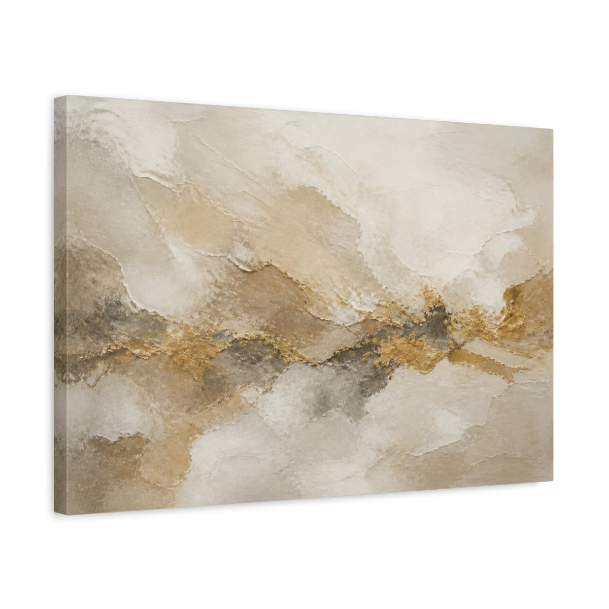 Side Mockup 3. Gold Plaster Abstract shown as canvas print