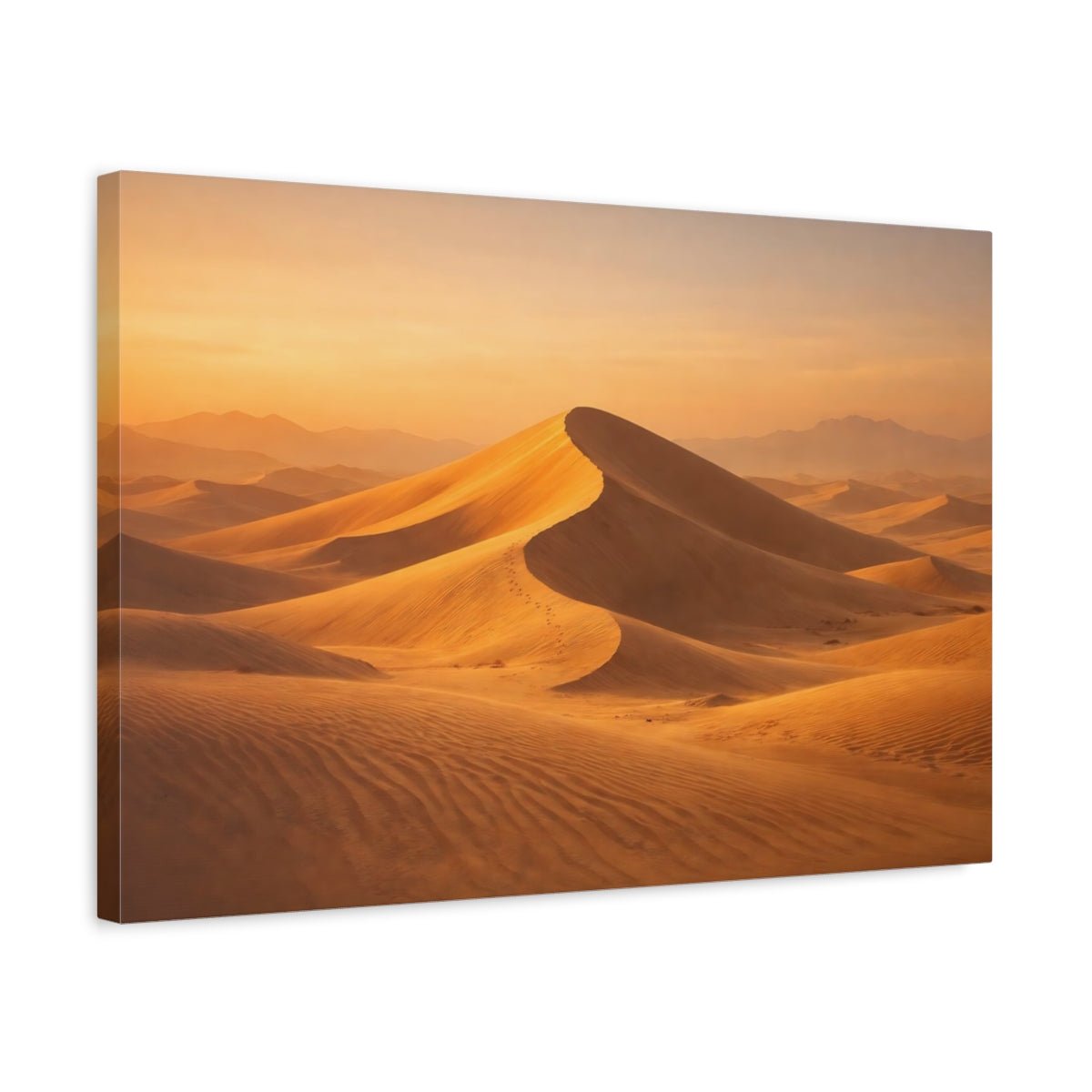 Golden Glow Desert Dunes Canvas Wall Art Print – Realistic Living Room, Above Sofa - YesArtYes
