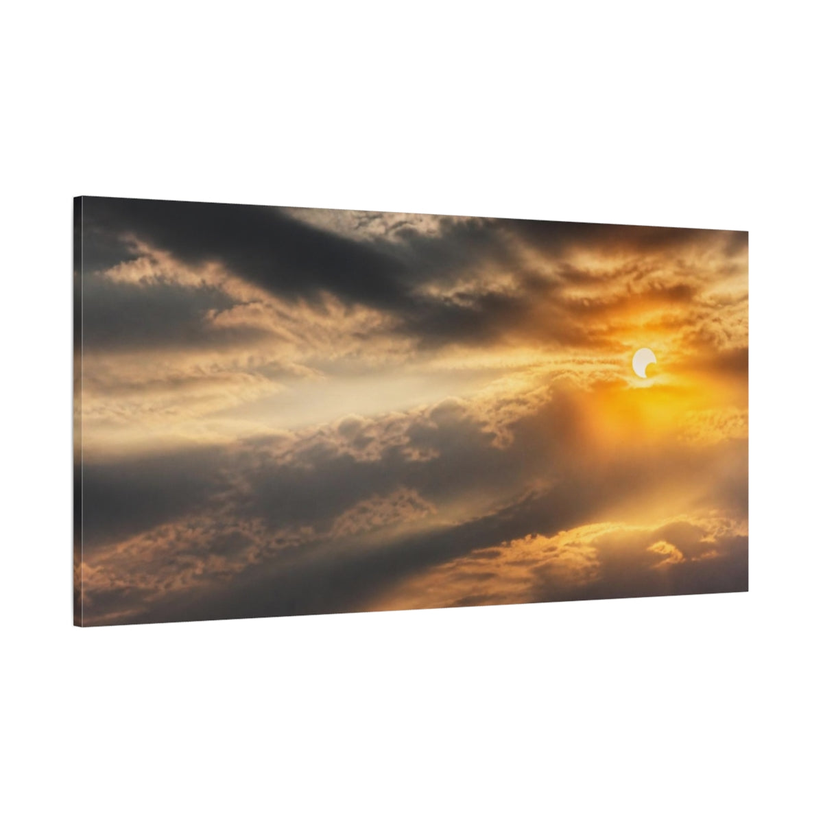 Side Mockup 2. Golden Partial Solar Eclipse shown as canvas print