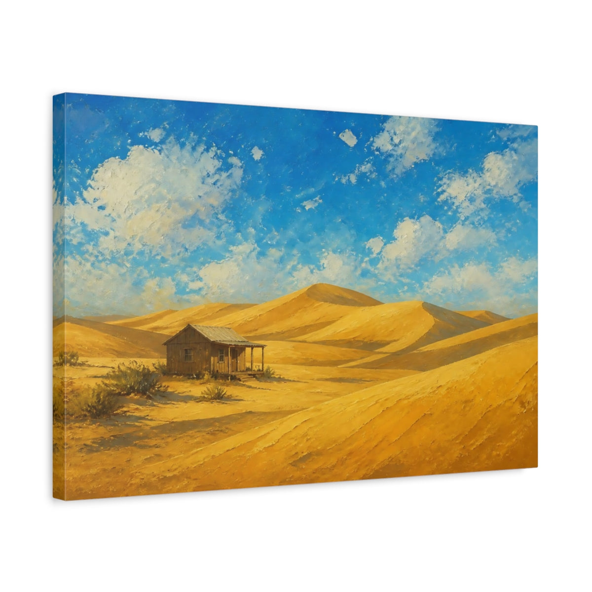 Side Mockup 3. Golden Sand Dunes Landscape shown as canvas print
