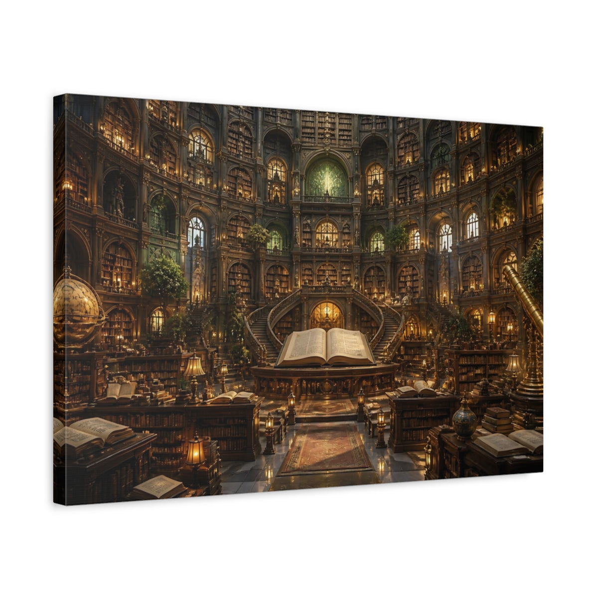 Side Mockup 3. Grand Library Interior shown as canvas print