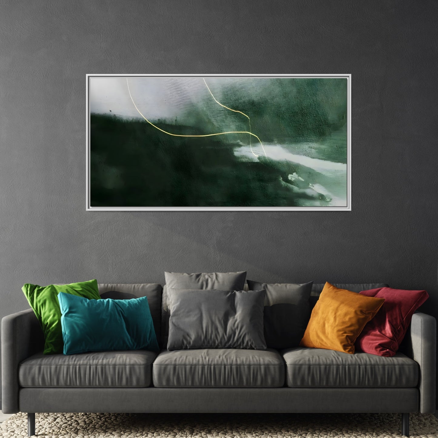 Green Abstract Canvas Wall Art - Large Modern Framed Canvas Print - YesArtYes