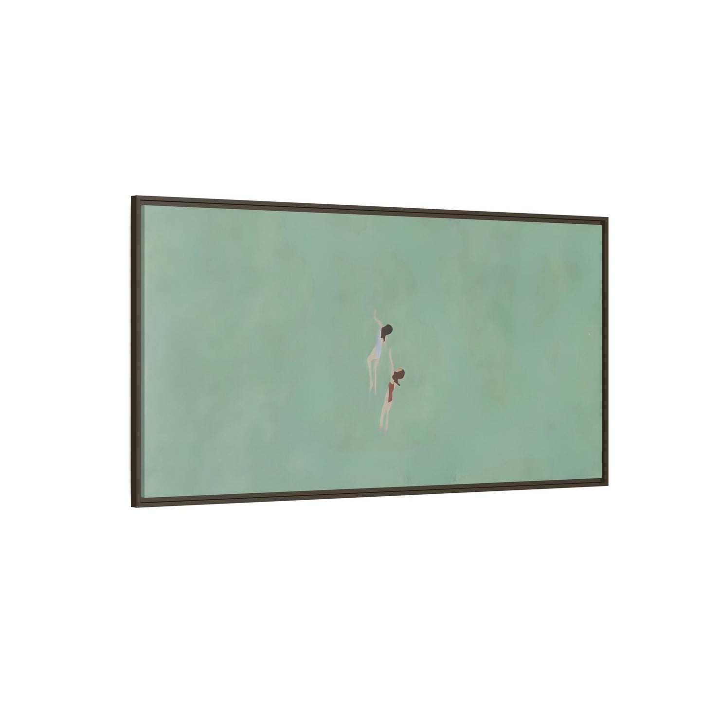 Green Vintage Minimalist Framed Canvas Art - Swiming into the Sea - YesArtYes