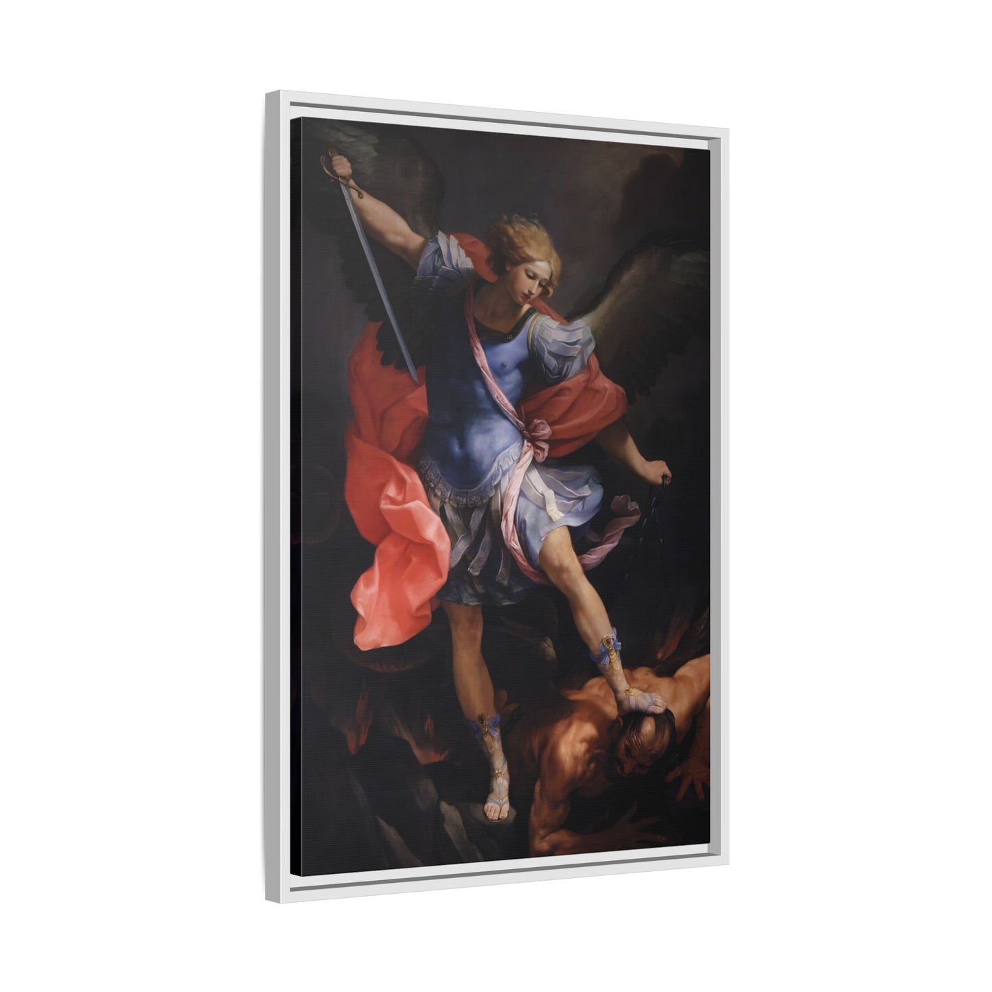 Guido Reni Archangel Michael Defeating Satan - Framed Canvas Wall Art Print - YesArtYes
