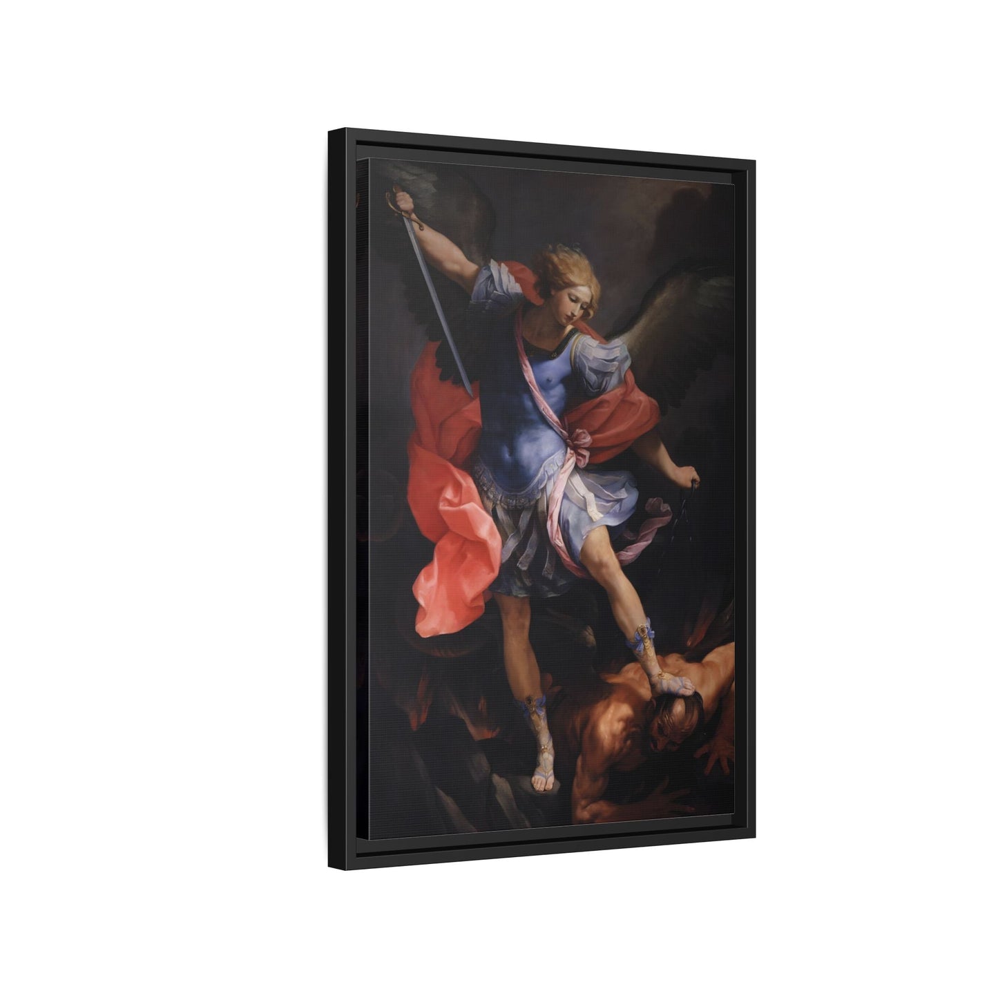 Guido Reni Archangel Michael Defeating Satan - Framed Canvas Wall Art Print - YesArtYes