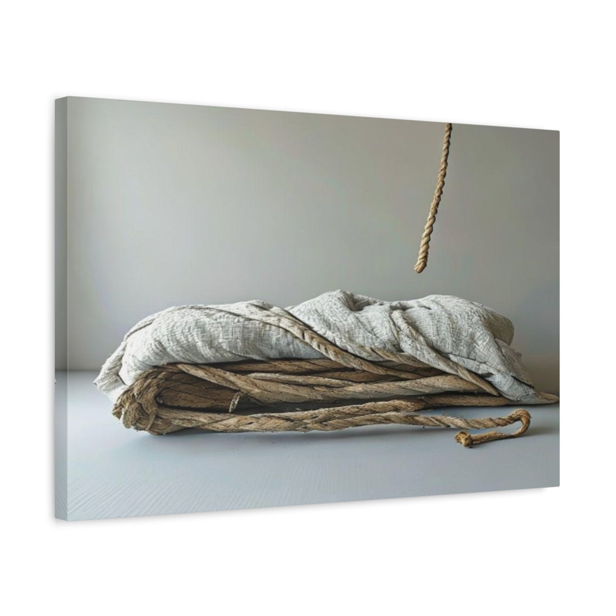 Side Mockup 3. Hemp Rope Linen Still Life shown as canvas print