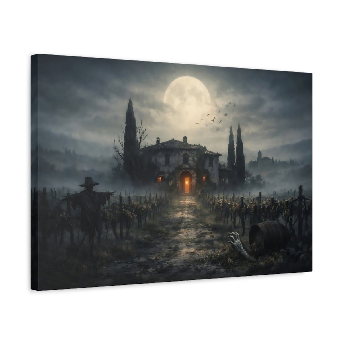 Horror Haunted House Gothic Vineyard - Canvas Wall Art Print - YesArtYes