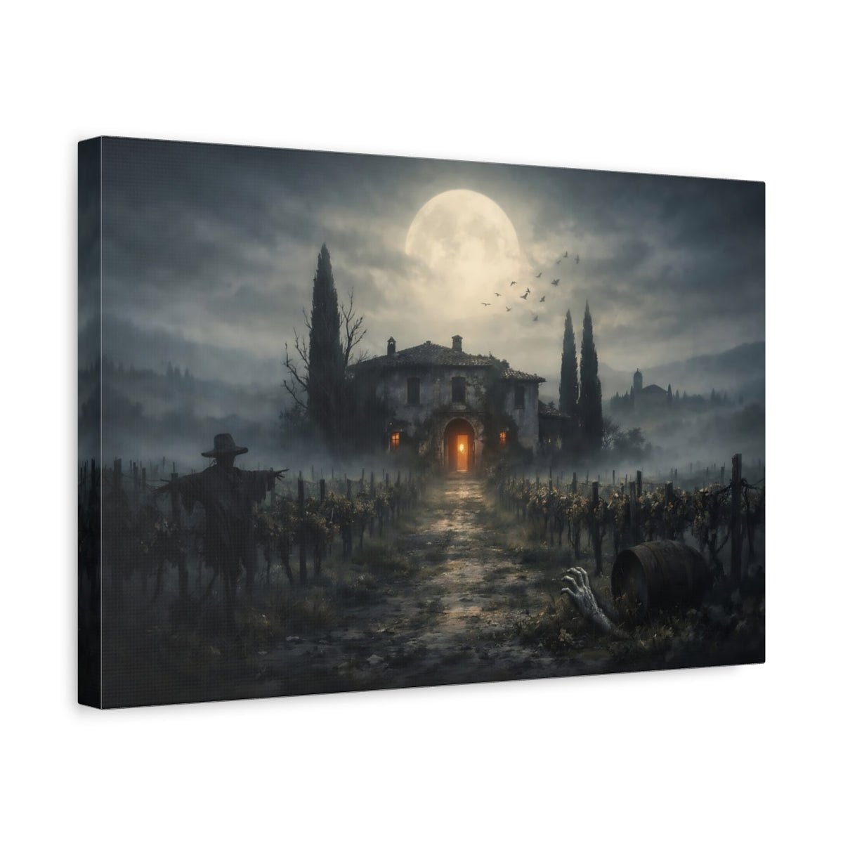 Horror Haunted House Gothic Vineyard - Canvas Wall Art Print - YesArtYes