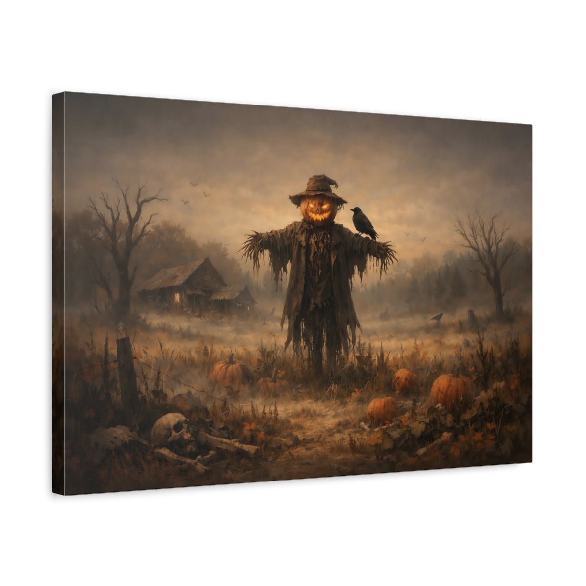 Horror Scarecrow Halloween Field - Canvas Wall Art Print - YesArtYes