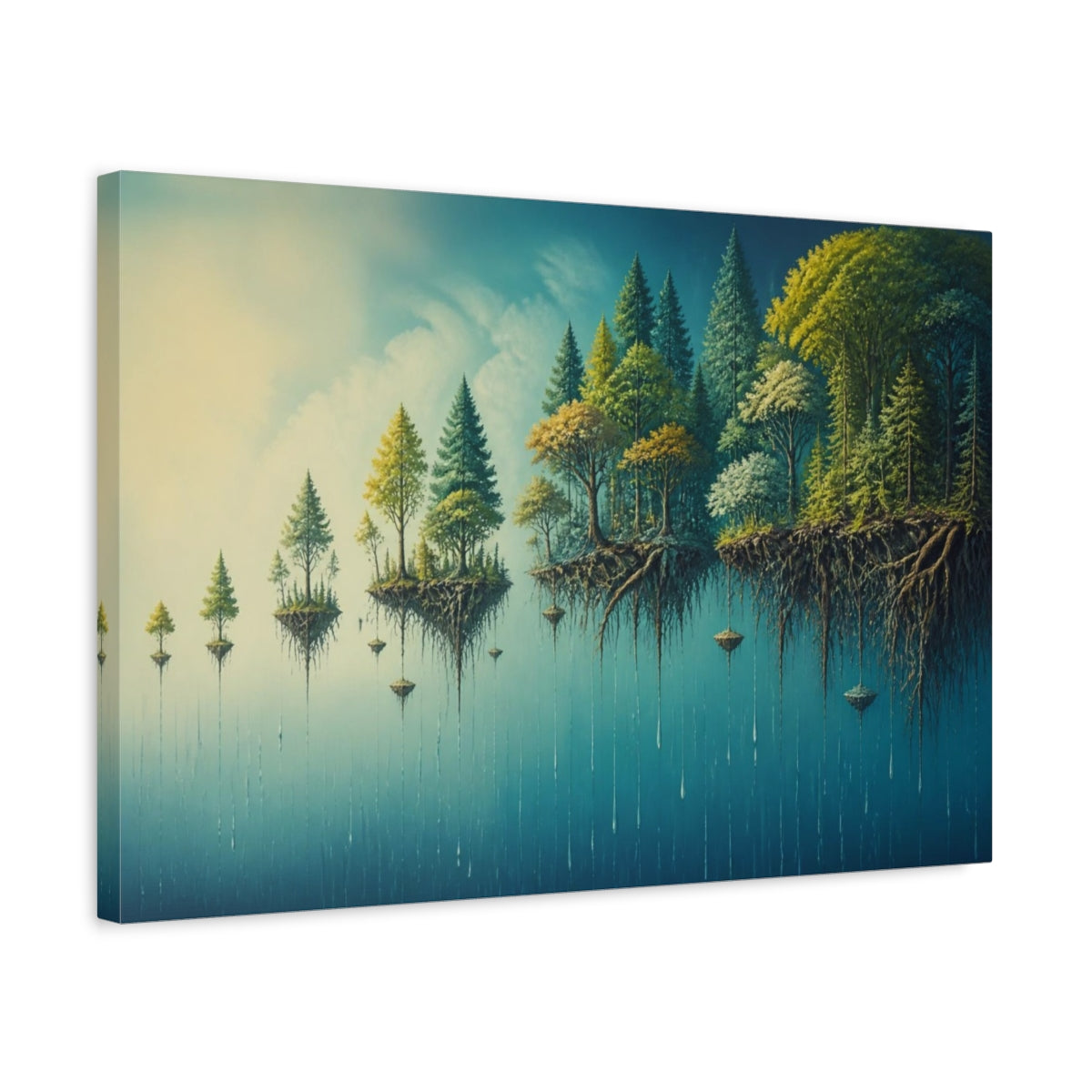 Side Mockup 3. Hovering Forest Illusion shown as canvas print