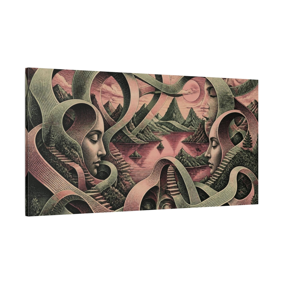 Side Mockup 2. Illusion Of Faces shown as canvas print