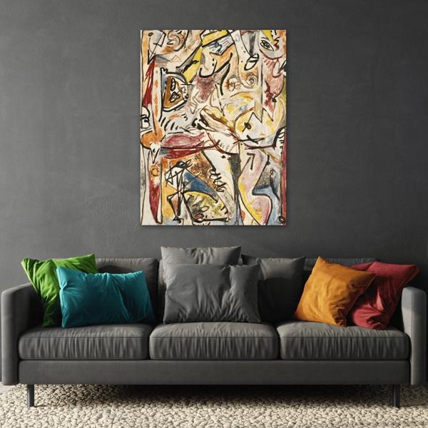 Jackson Pollock Blue Unconscious - Large Abstract Canvas Wall Art Print