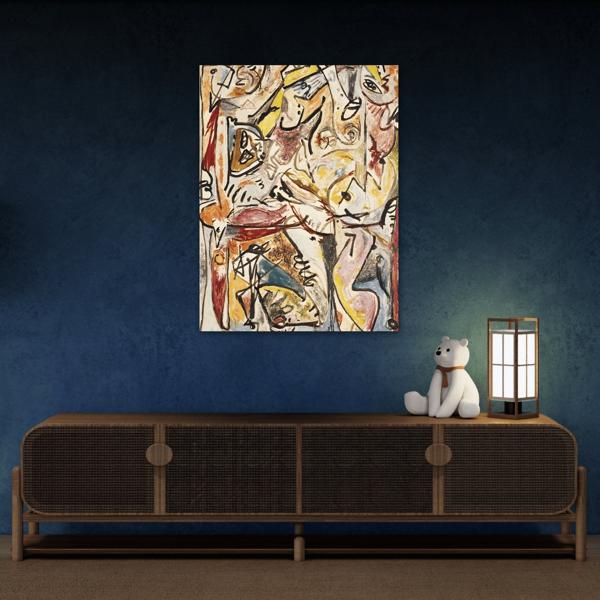 Jackson Pollock Blue Unconscious - Large Abstract Canvas Wall Art Print
