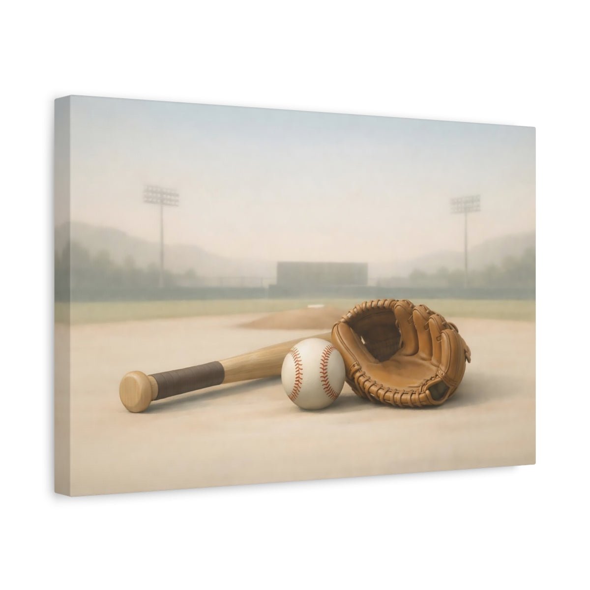 Japandi Baseball Equipment Sports - Canvas Wall Art Print - YesArtYes