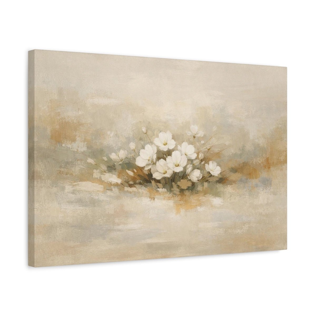 Japandi Flowers White Nature - Canvas Wall Art Print - YesArtYes