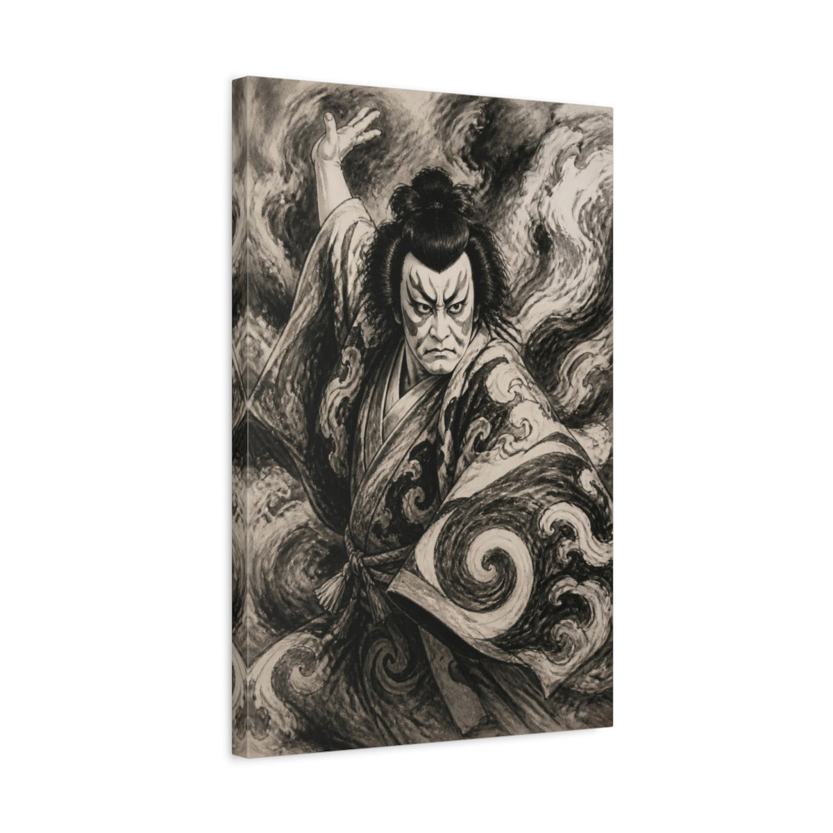 Side Mockup 3. Japanese Kabuki Actor shown as canvas print