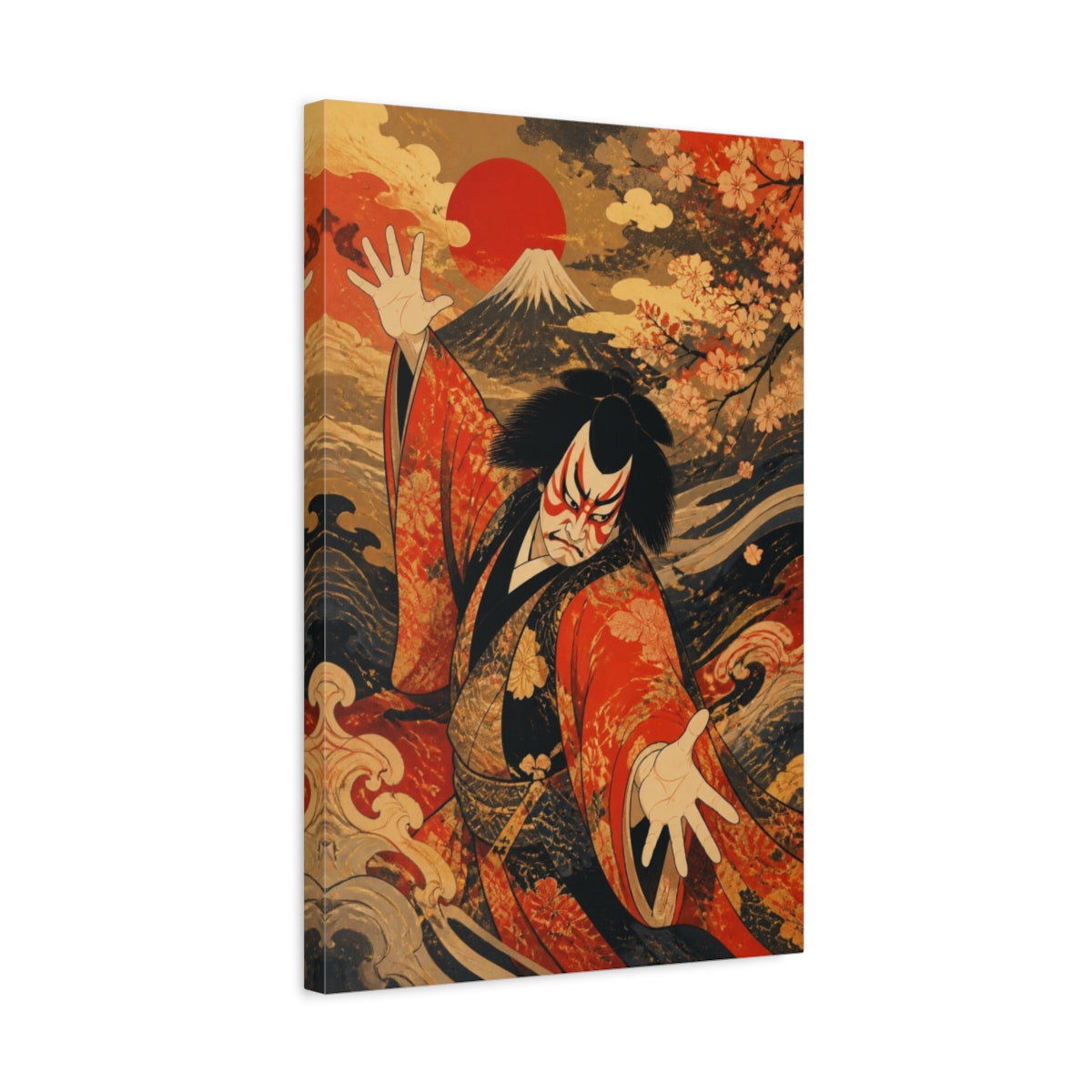 Side Mockup 3. Japanese Kabuki Actor Pose shown as canvas print