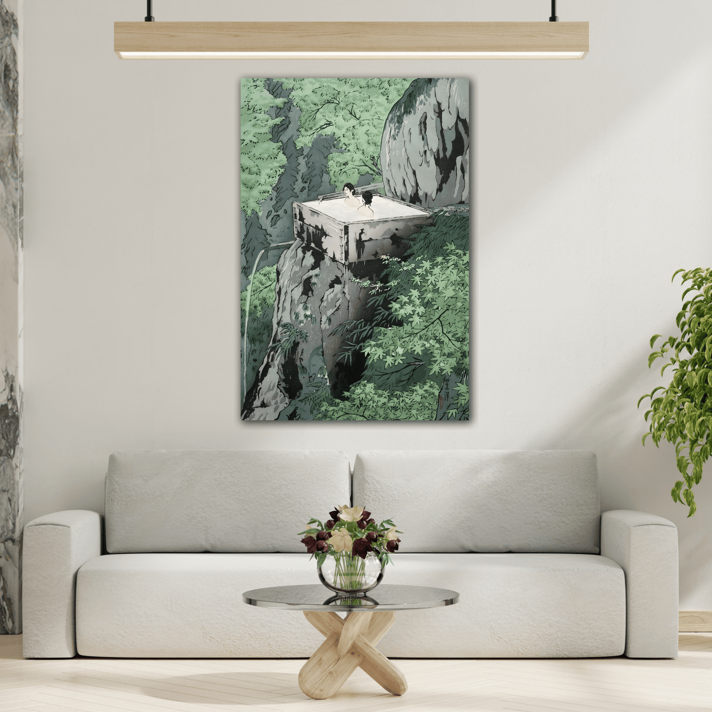 Japanese Kawase Hasui Canvas Print - Shirahone Hotspring Shinshu Wall Art - YesArtYes