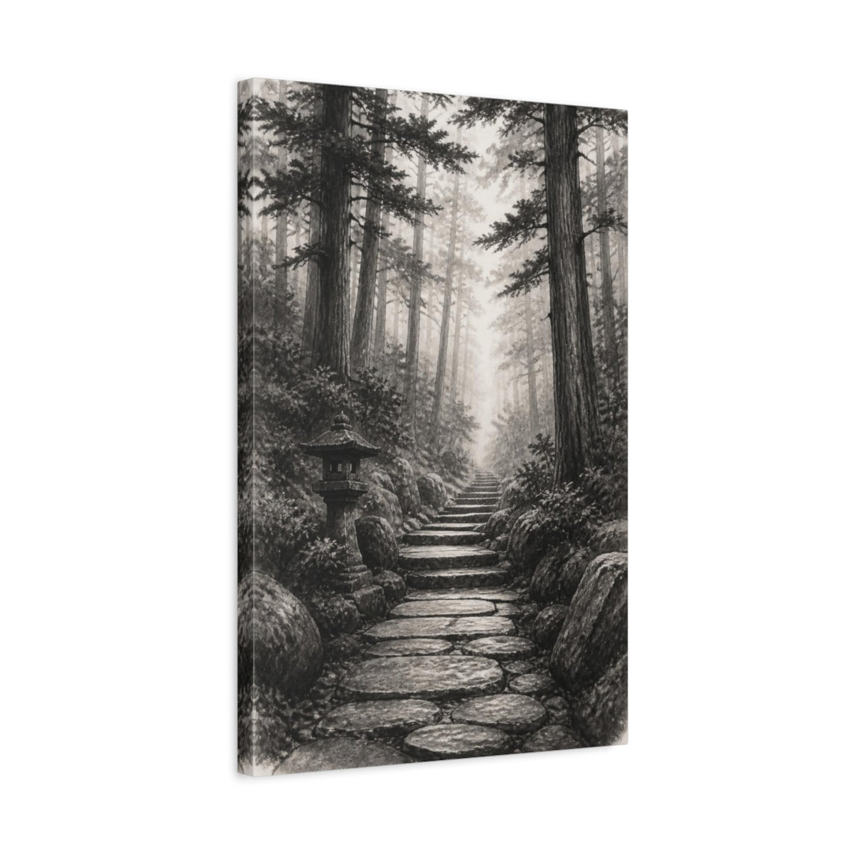Side Mockup 3. Japanese Stone Pathway shown as canvas print