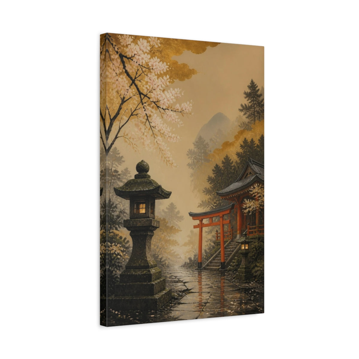 Side Mockup 3. Japanese Torii Shrine Path shown as canvas print