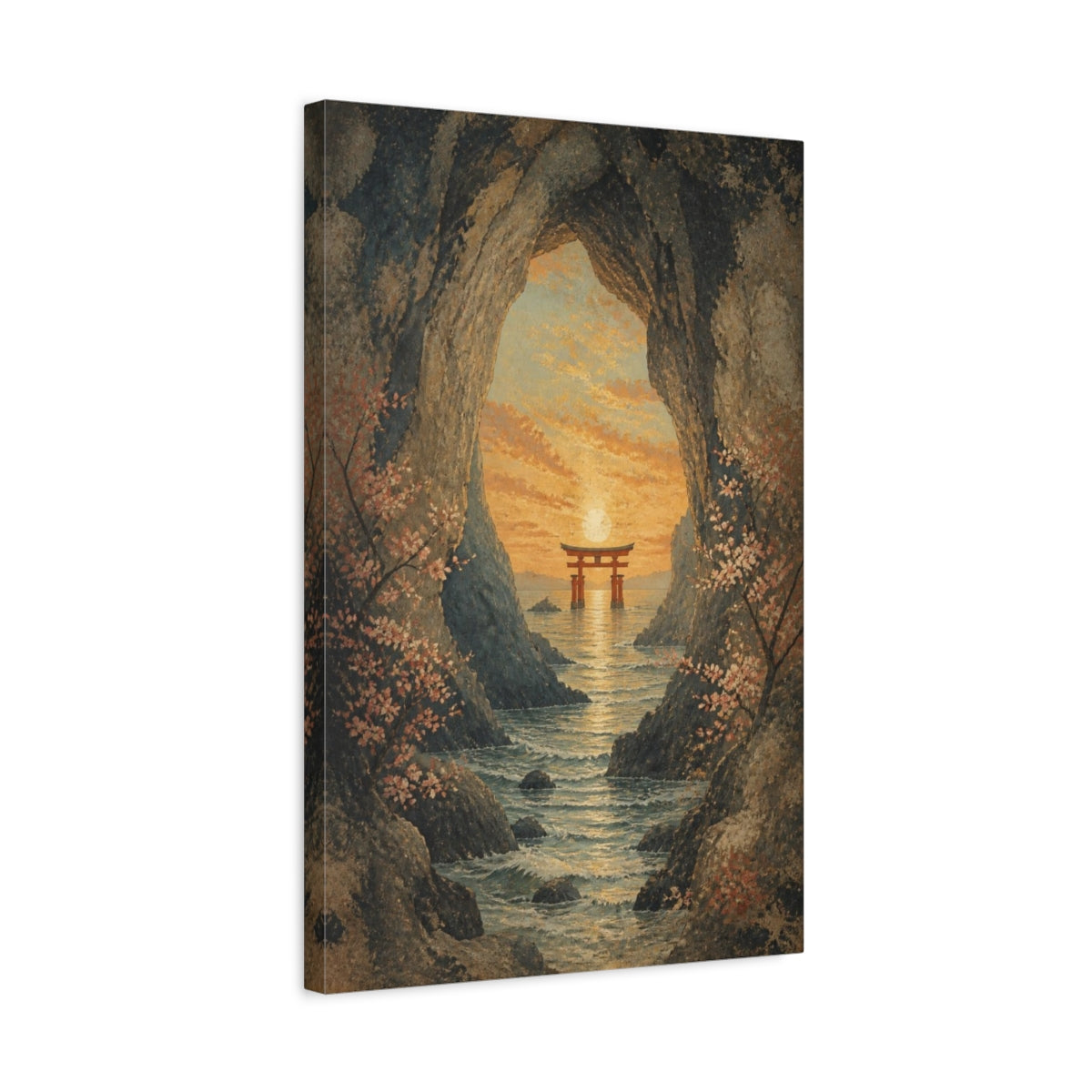 Side Mockup 3. Japanese Torii Sunset shown as canvas print