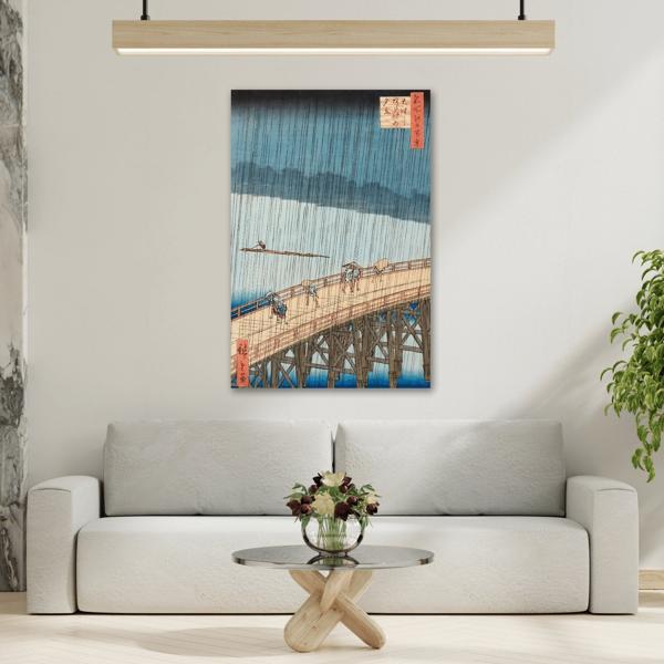 Japanese Utagawa Hiroshige Canvas Wall Art - Shower Shin - Ohashi Bridge Print - YesArtYes