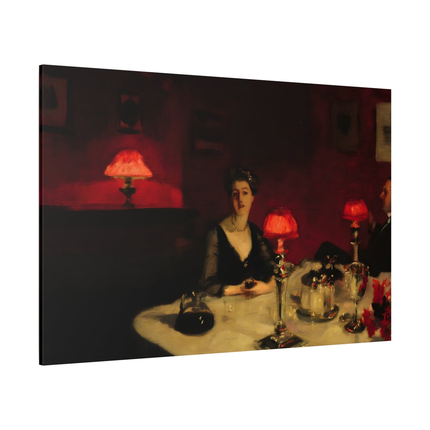 John Singer Sargent Dinner Table at Night - Glass of Port Canvas Wall Art Painting Print - YesArtYes