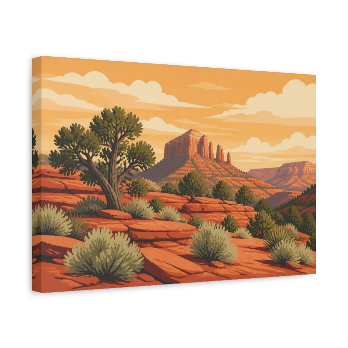 Side Mockup 4. Juniper Desert Landscape shown as canvas print