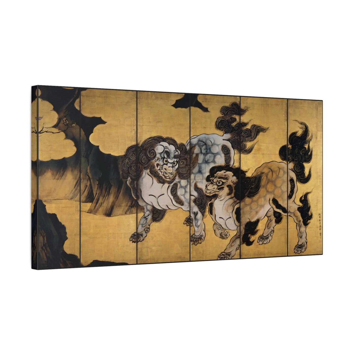 Kano Eitoku Chinese Lions Canvas Print - Decorative Asian Wall Art - YesArtYes