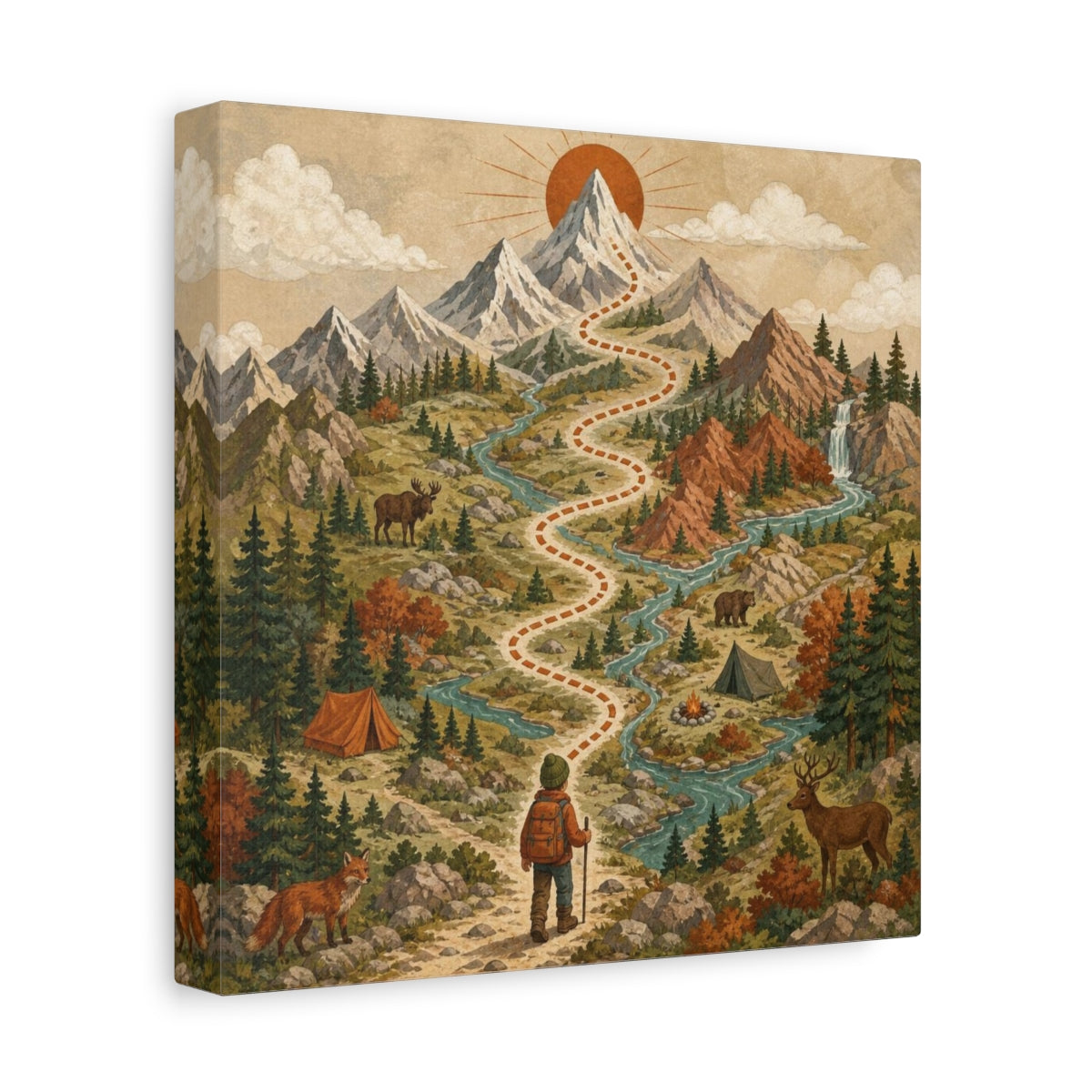 Side Mockup 9. Kids Mountain Trail Adventure shown as canvas print