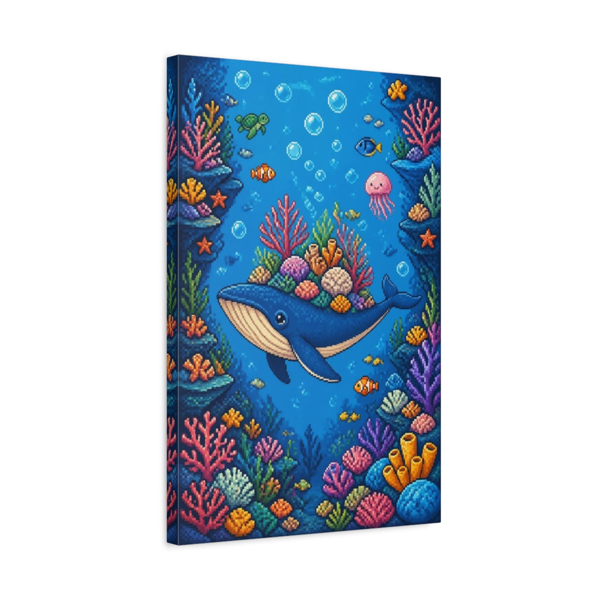 Side Mockup 3. Kids Whale Coral Garden shown as canvas print