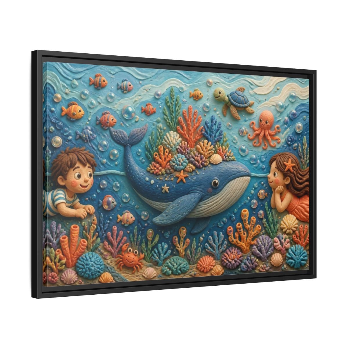 Kids Whale Garden Framed Canvas Print – Room, Playroom Wall - YesArtYes