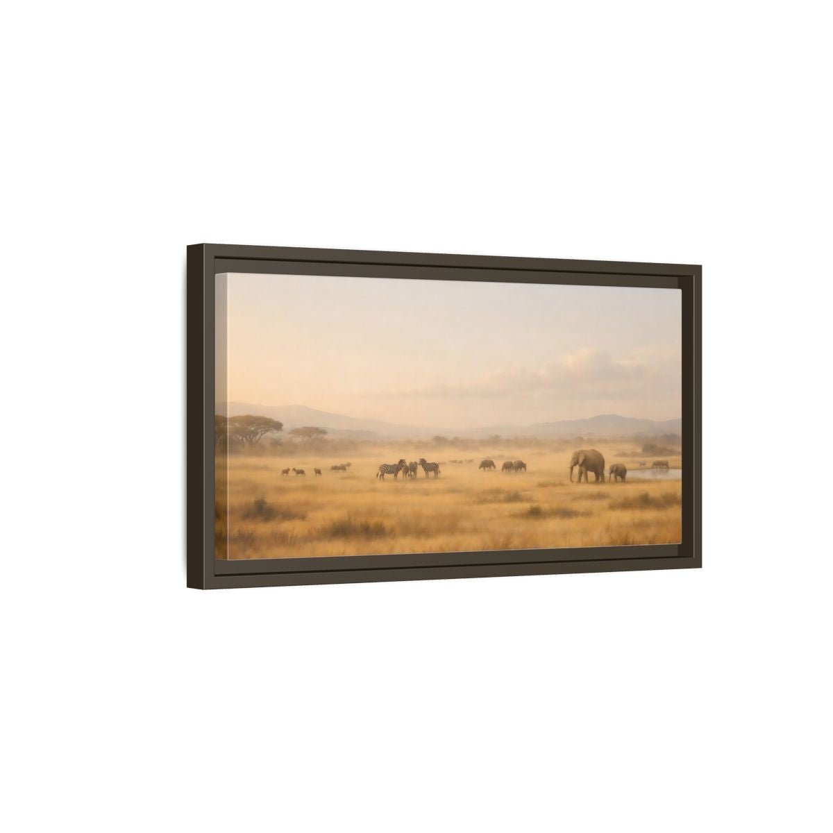 Landscape Animals African Wildlife Savanna - Framed Canvas Wall Art Print - YesArtYes
