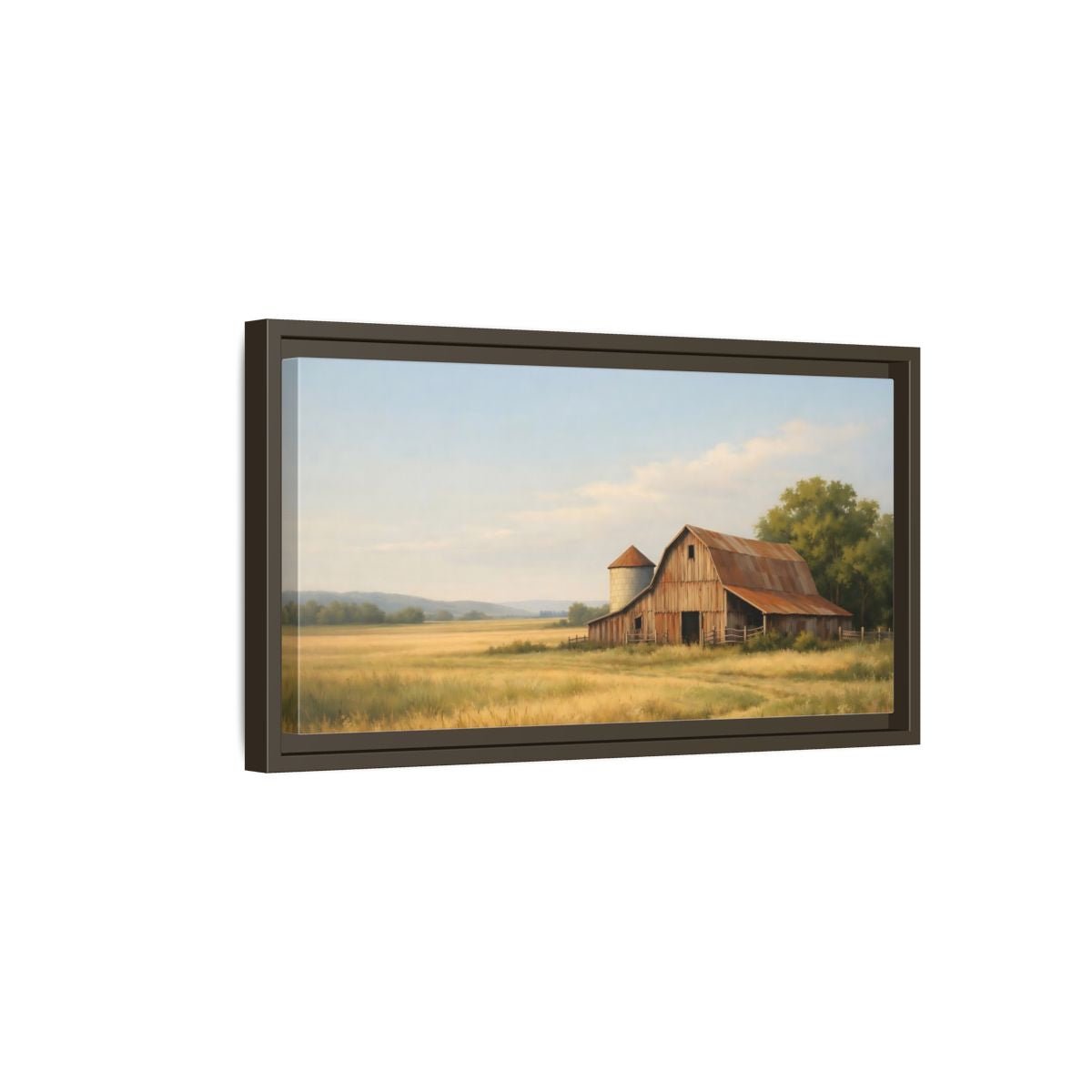 Landscape Nature Barn Rustic Farm - Framed Canvas Wall Art Print - YesArtYes