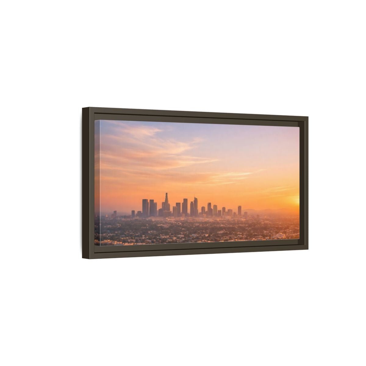 Landscape Nature City Skyline Orange And - Framed Canvas Wall Art Print - YesArtYes