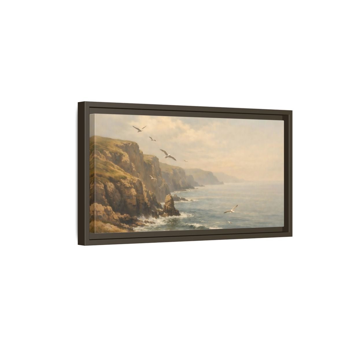 Landscape Nature Coastal Misty Scene - Framed Canvas Wall Art Print - YesArtYes