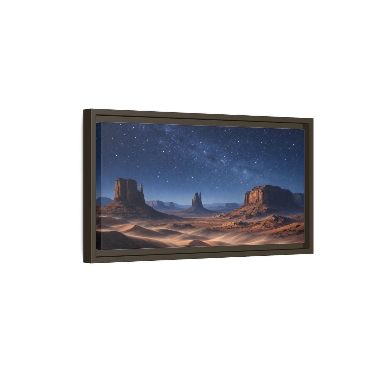 Landscape Nature Desert Night Sky - Framed Canvas Wall Art Print - YesArtYes