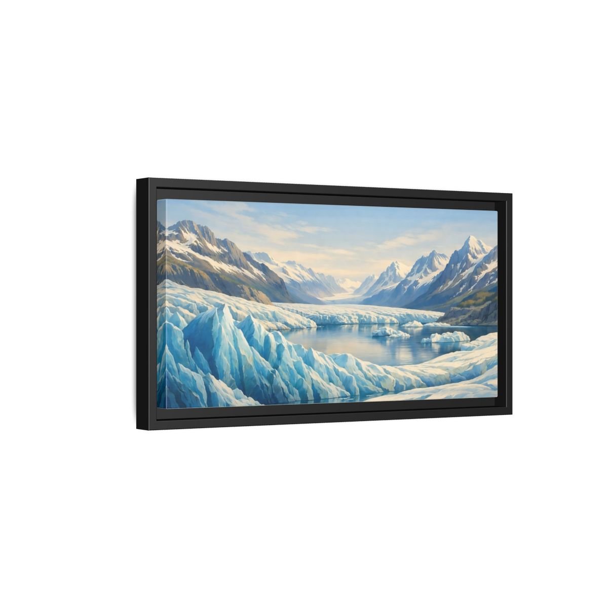 Landscape Nature Glacier Blue And White - Framed Canvas Wall Art Print - YesArtYes