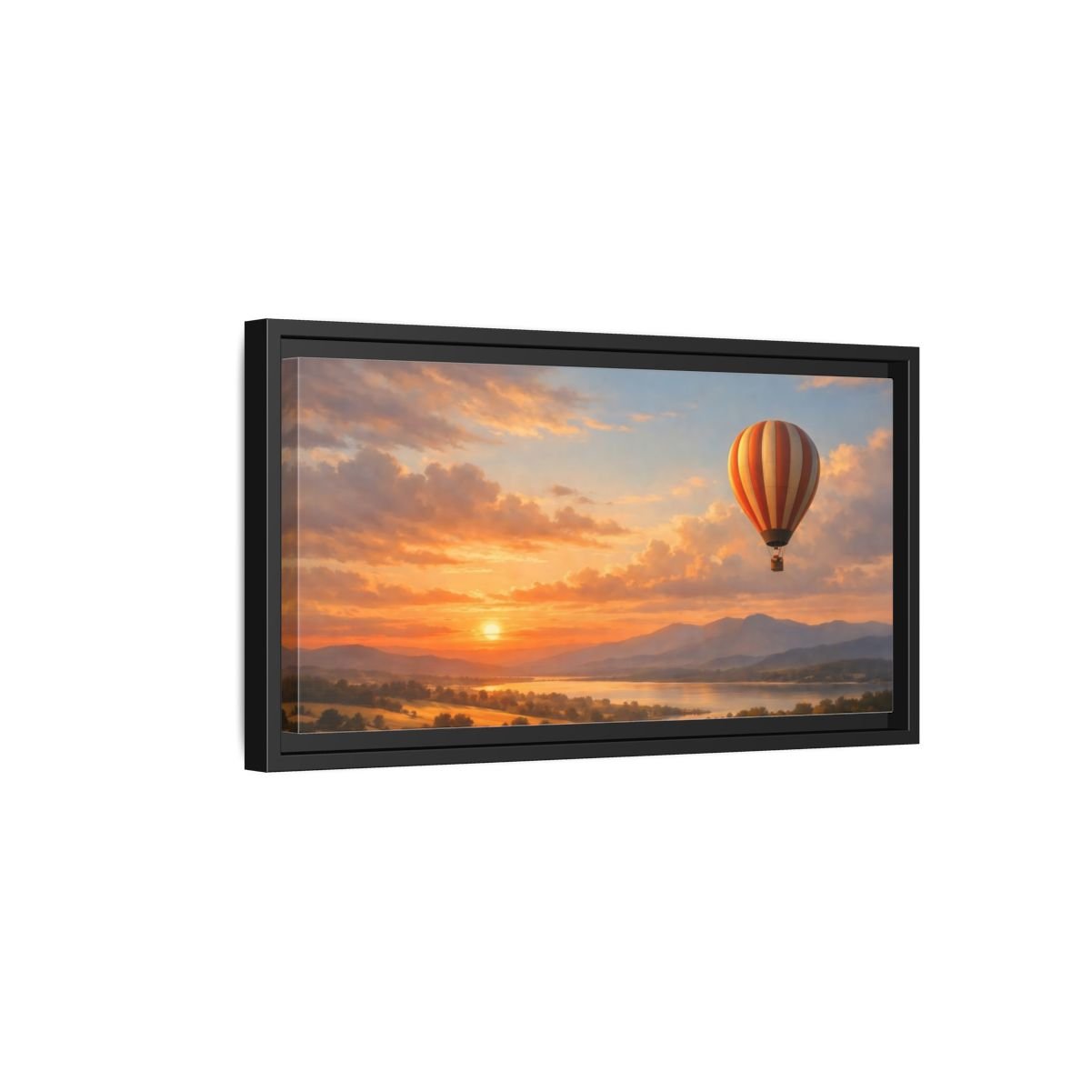 Landscape Nature Hot Air Balloon Orange - Framed Canvas Wall Art Print - YesArtYes