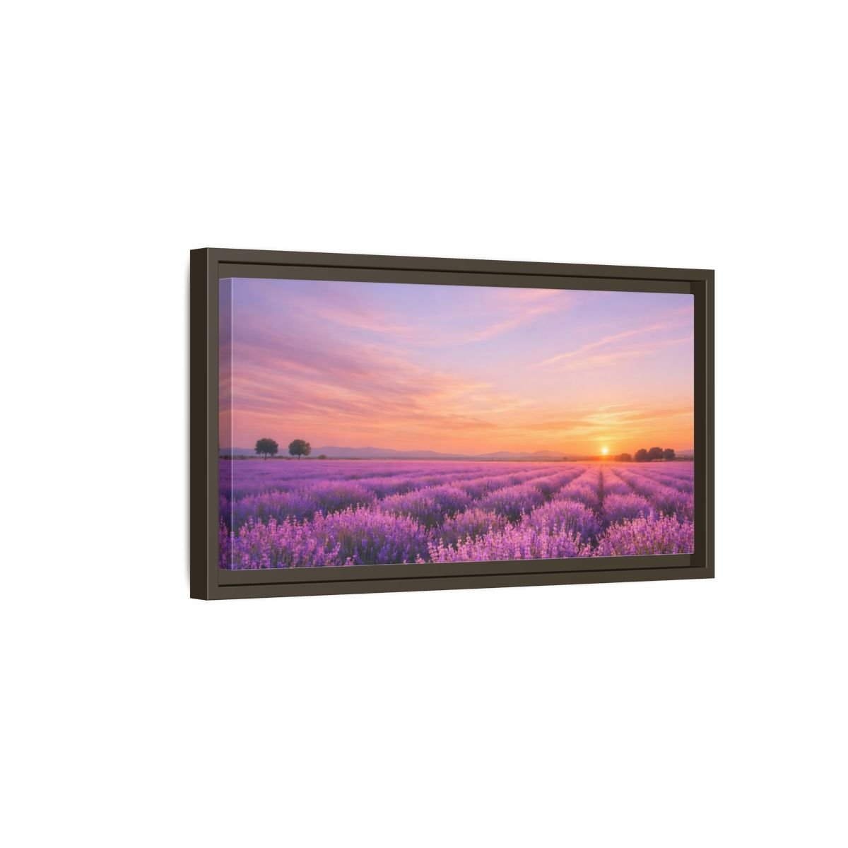 Landscape Nature Lavender Field Purple Sunset - Framed Canvas Wall Art Print - YesArtYes