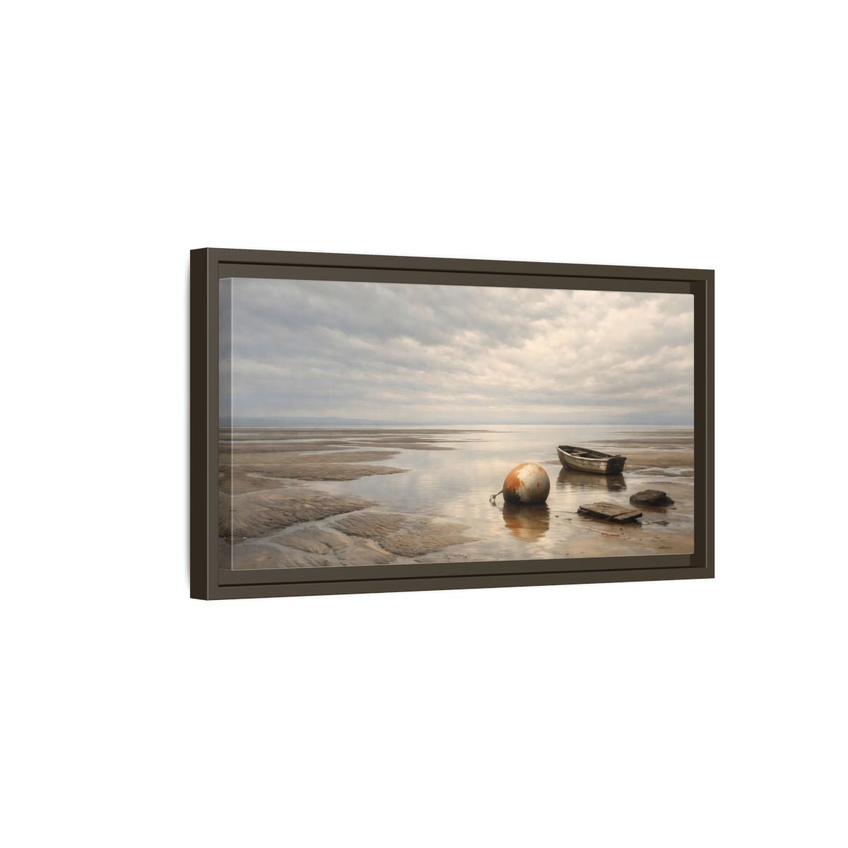 Landscape Nature Low Tide Coastal - Framed Canvas Wall Art Print - YesArtYes