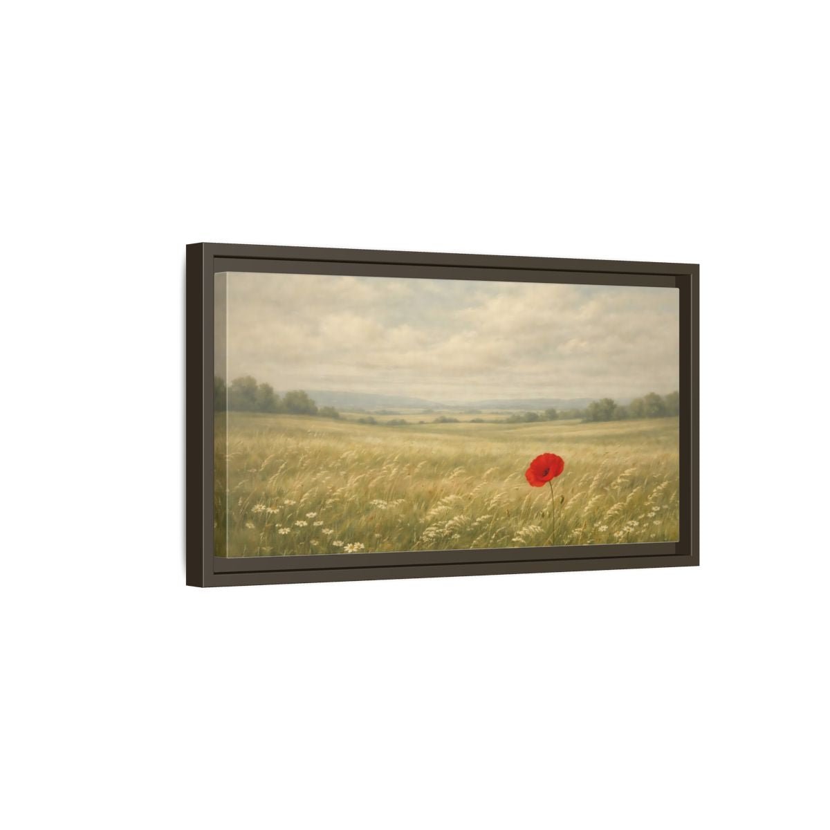 Landscape Nature Poppy Red Field - Framed Canvas Wall Art Print - YesArtYes
