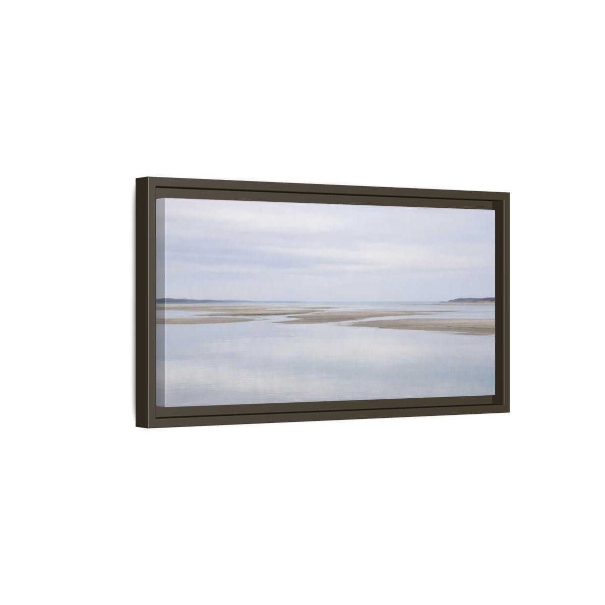 Landscape Nature Tidal Flats Muted Blue - Framed Canvas Wall Art Print - YesArtYes