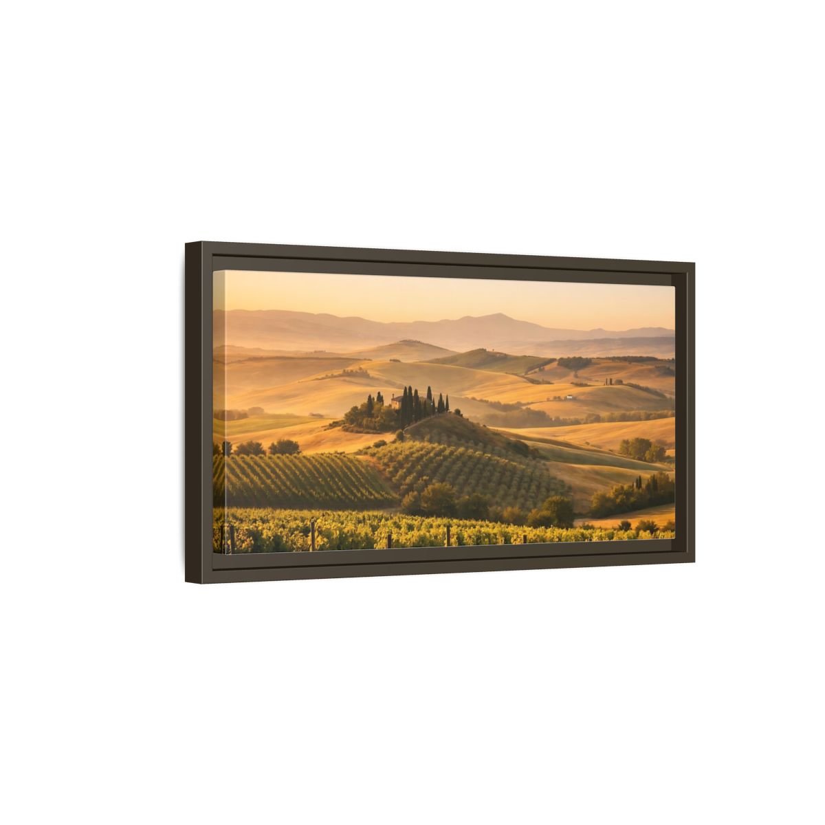 Landscape Nature Vineyard Golden Tuscan - Framed Canvas Wall Art Print - YesArtYes