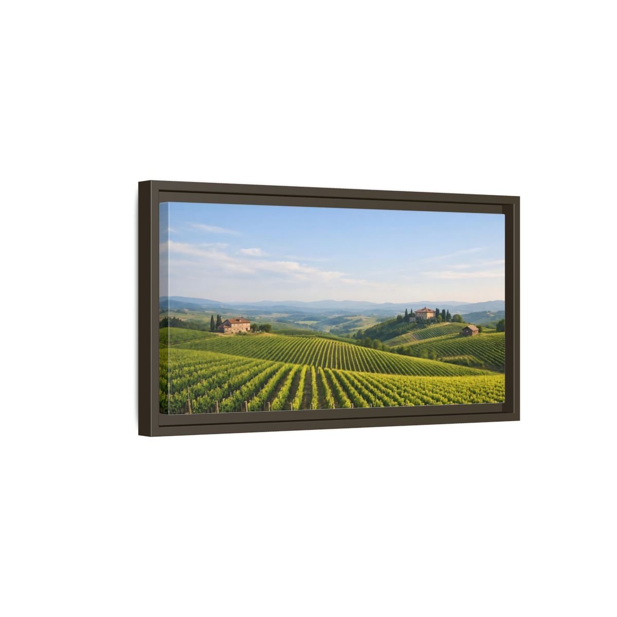 Landscape Nature Vineyard Green - Framed Canvas Wall Art Print - YesArtYes