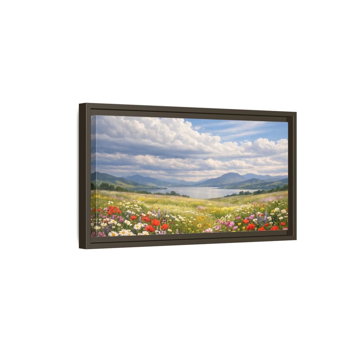 Landscape Nature Wildflower Meadow Colorful - Framed Canvas Wall Art Print - YesArtYes