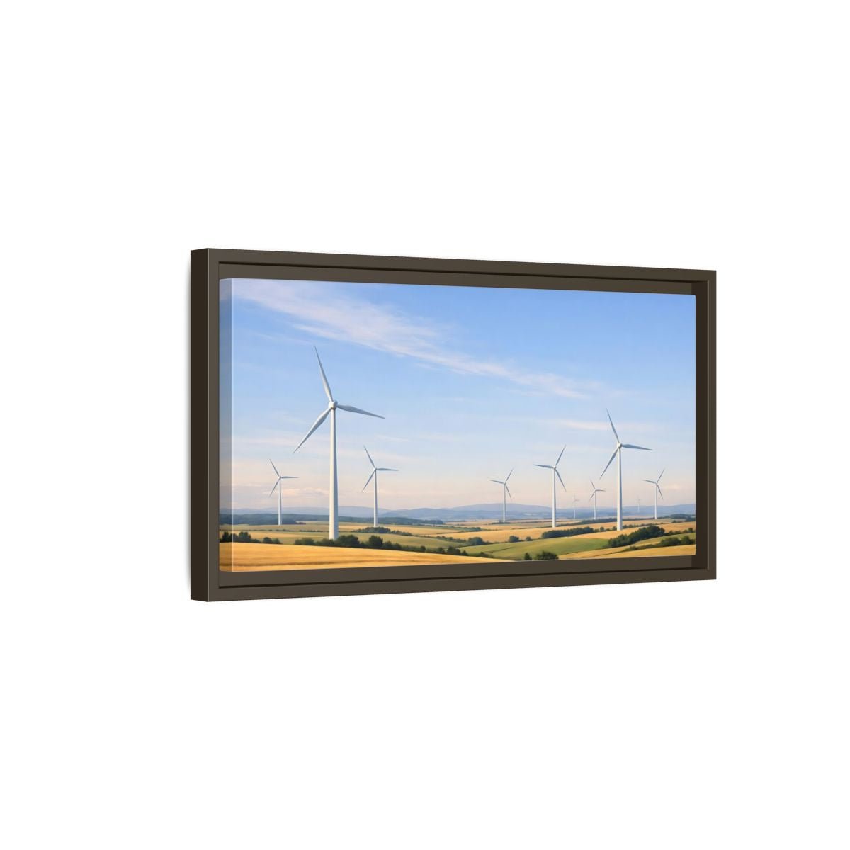 Landscape Nature Wind Turbines Farm - Framed Canvas Wall Art Print - YesArtYes