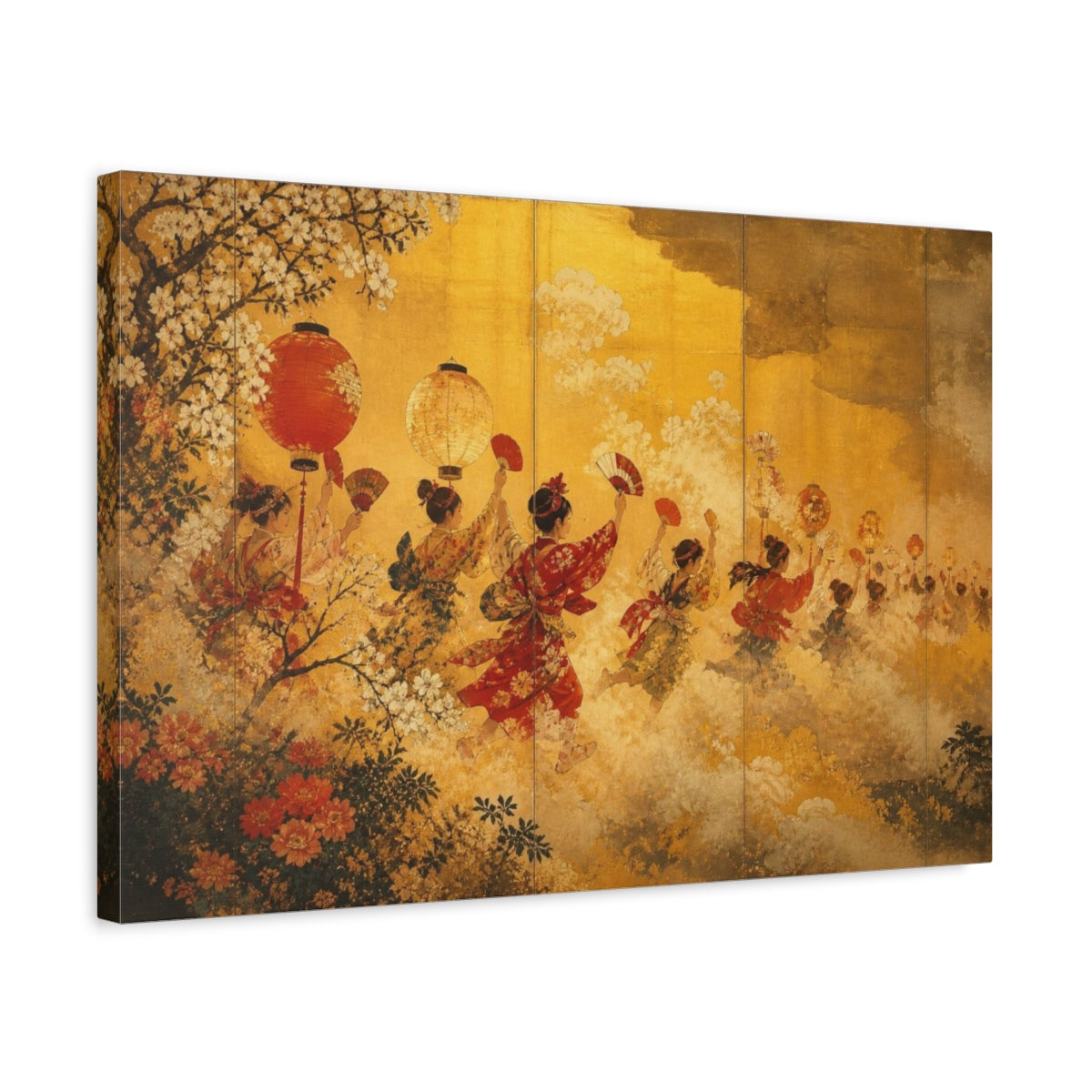 Side Mockup 3. Lantern Festival Dance shown as canvas print
