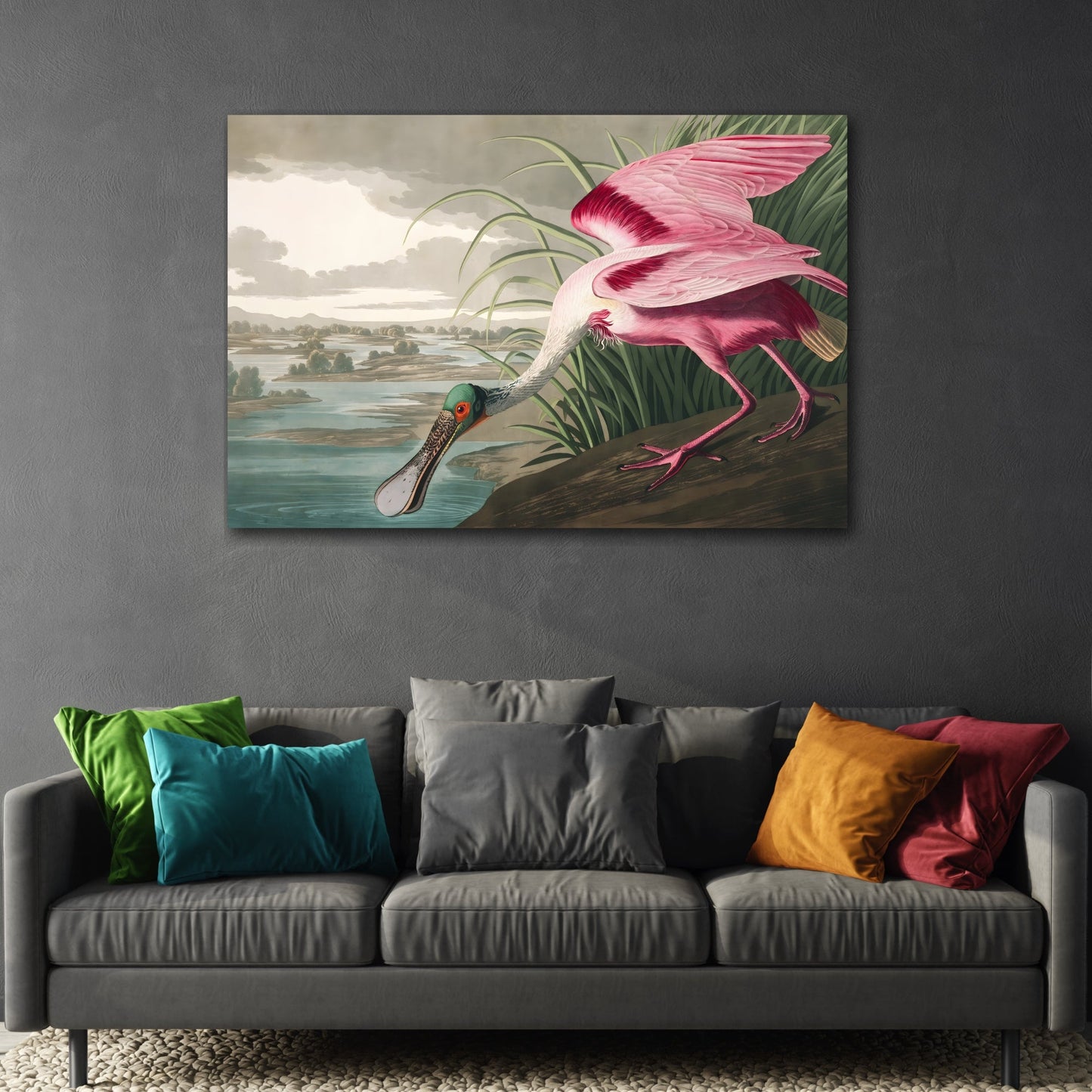 Large Bird Audubon Canvas Print - Roseate Spoonbill Wall Art - YesArtYes