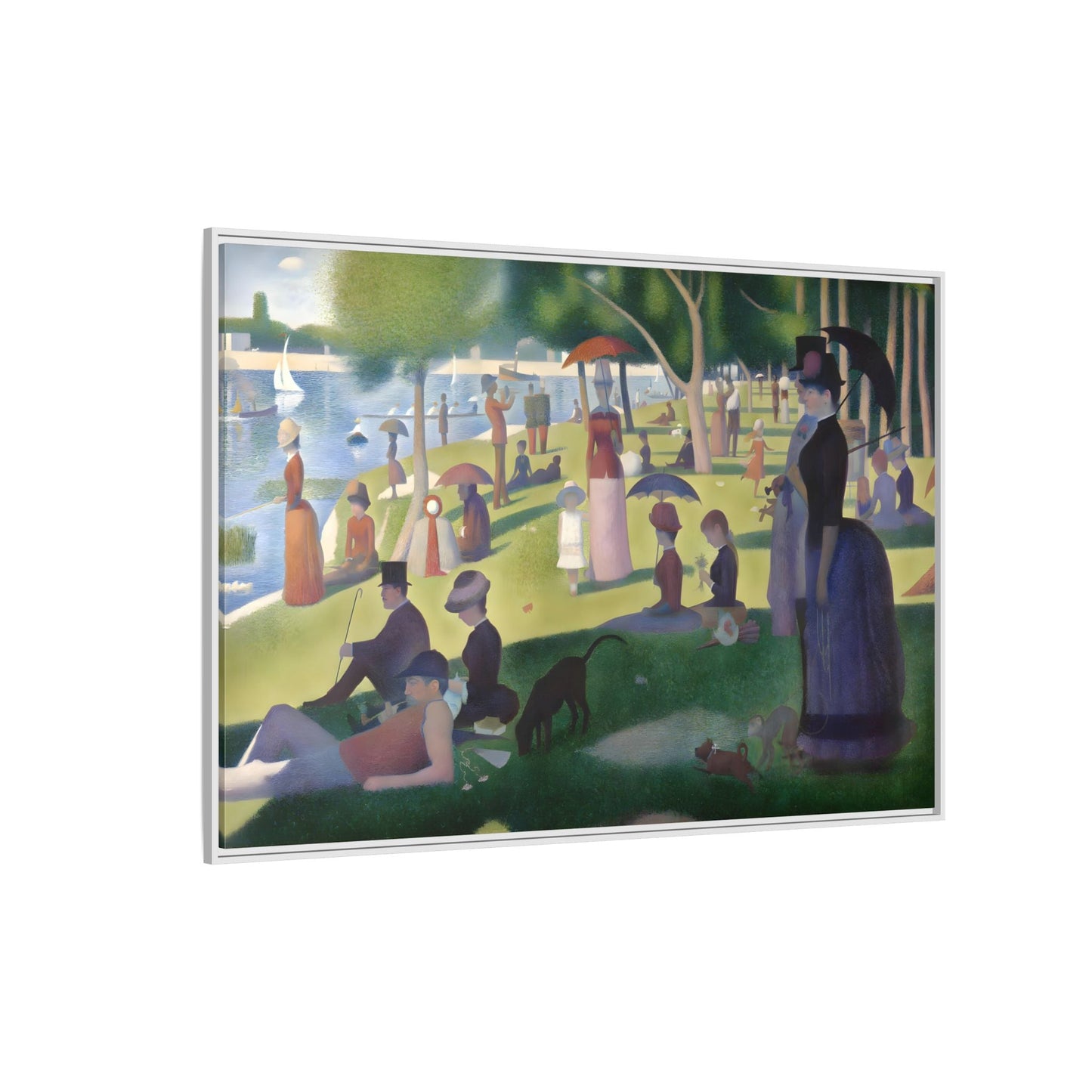 Large Framed Georges Seurat Sunday Afternoon Canvas Wall Art Print - YesArtYes